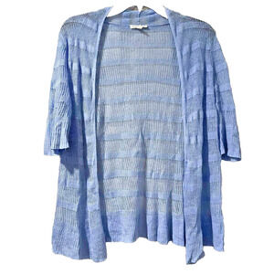 EILEEN FISER Women Cardigan 100% Linen Short Sleeve Blue Size XS A001424